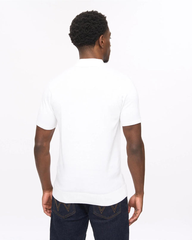 Gabicci Soda Knit SS Racing Stripe Polo White