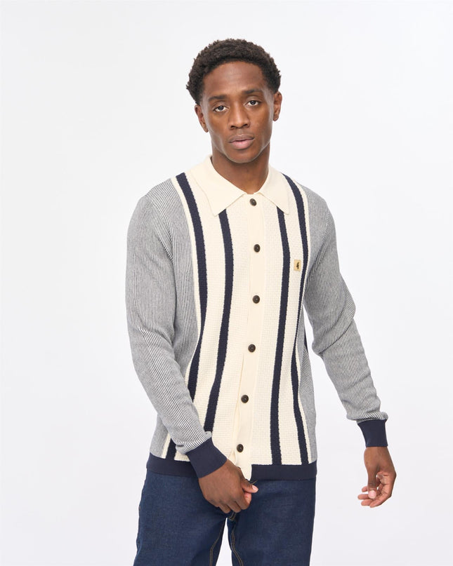 Gabicci Mens Pascal Long Sleeve Button Thru Knit Polo Gabicci Vintage 