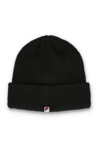FILA Kudoslux Reverse Knit Turn Up Beanie Hat Black - Raw Menswear