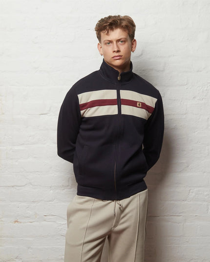 Gabicci Vintage Escher Stripe Sweat Track Top Navy