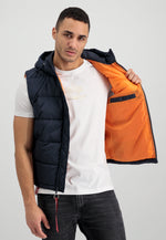 Load image into Gallery viewer, Alpha Industries Hooded Puffer Body Warmer Rep Navy Blue - Raw Menswear
