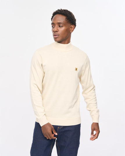 Gabicci Mens Duke Long Sleeve Plain Knit Turtle Neck Gabicci Vintage CREAM