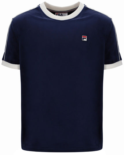 FILA Basilo Velour Tee With Contrast Piping Navy