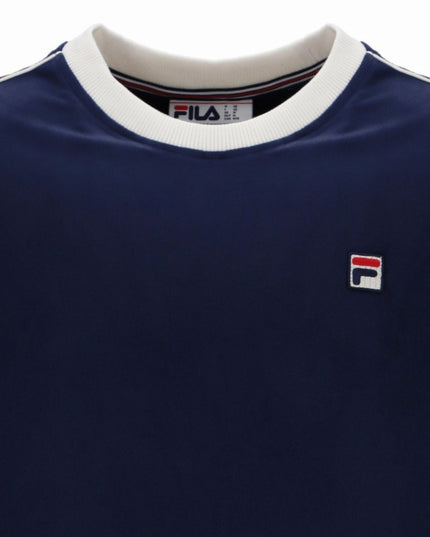 FILA Basilo Velour Tee With Contrast Piping Navy