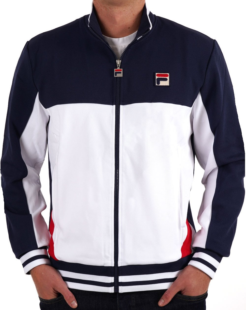 FILA Tiebreaker Funnel Neck Track Top Jacket Navy/Red/White - Raw Menswear