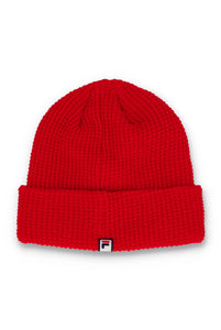 FILA Kudoslux Reverse Knit Turn Up Beanie Hat Red - Raw Menswear