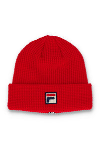 FILA Kudoslux Reverse Knit Turn Up Beanie Hat Red - Raw Menswear