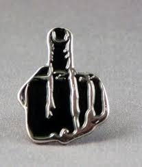 Middle Finger Pin Badge Black