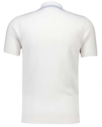 Gabicci Vintage Bourne Men's Mod Textured Knit Polo Top in White