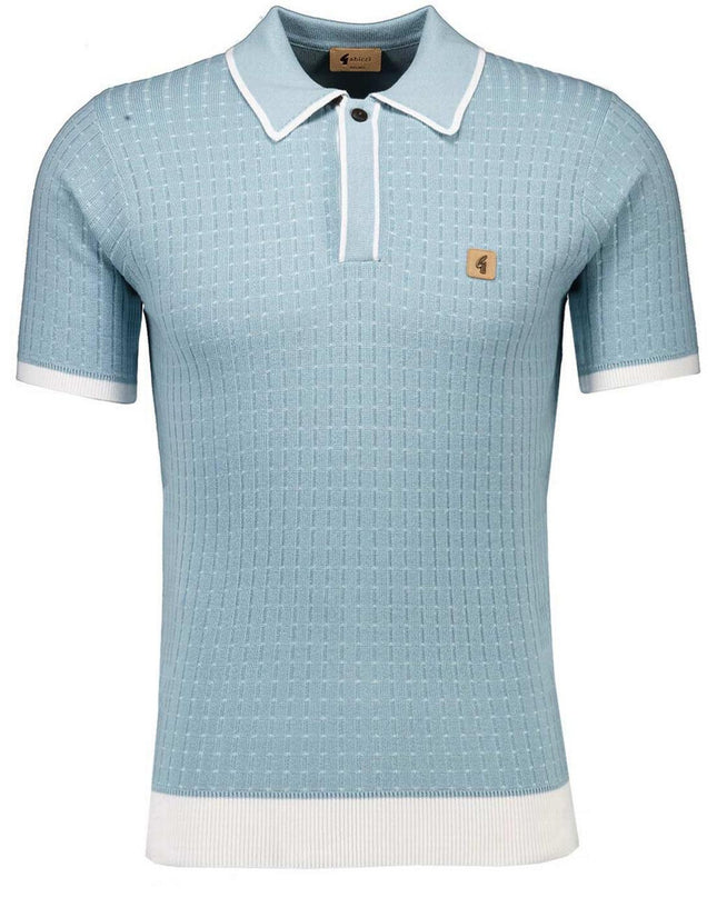 Gabicci Vintage Osbourne 70s Knitted Polo in Mint