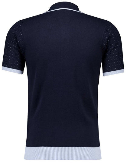 Gabicci Vintage Osbourne Textured Knit Polo in Navy