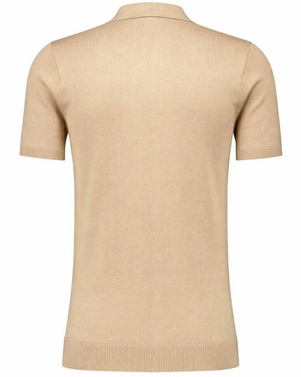 Gabicci Vintage Soda Fine Gauge Racing Stripe Polo in Sandstone