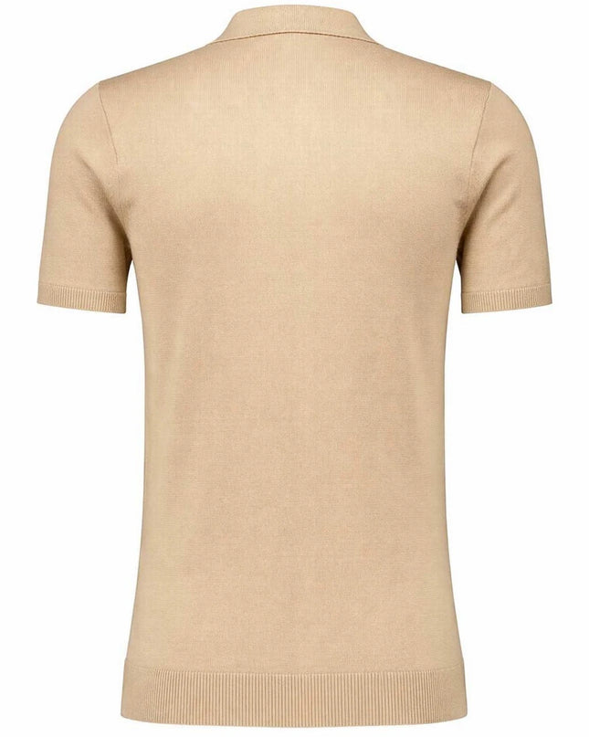 Gabicci Vintage Soda Fine Gauge Racing Stripe Polo in Sandstone