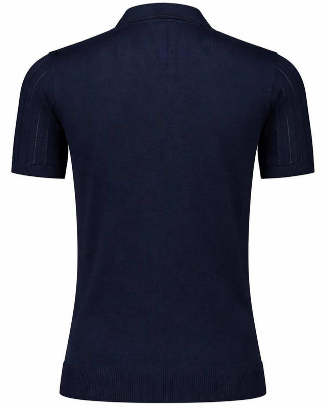 Gabicci Vintage Woodall Pointelle SS Knit Polo Navy