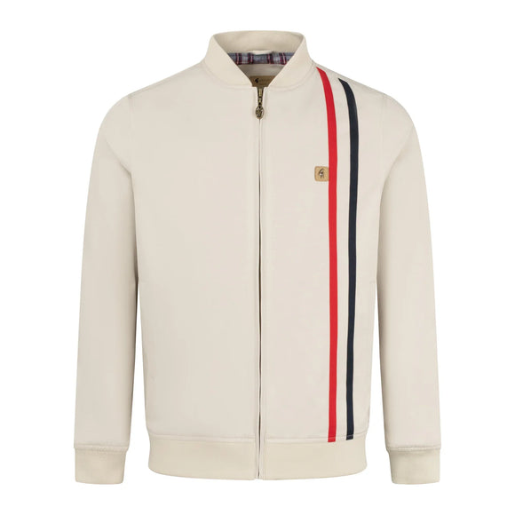 Gabicci Vintage Griffin Racing Stripe Bomber Jacket Cream&nbsp;