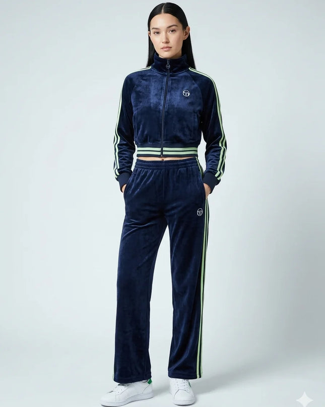 Women's ST Carmella Velour Track Top Maritime Blue/Quiet Green - 573
