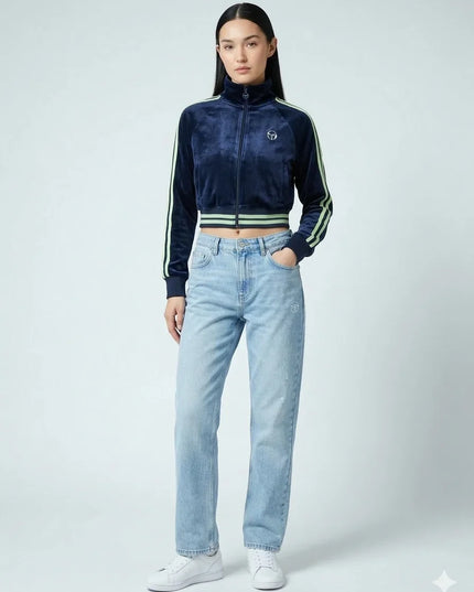 Women's ST Carmella Velour Track Top Maritime Blue/Quiet Green - 573