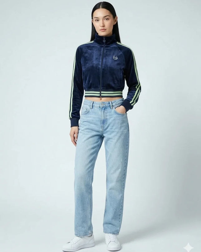 Women's ST Carmella Velour Track Top Maritime Blue/Quiet Green - 573