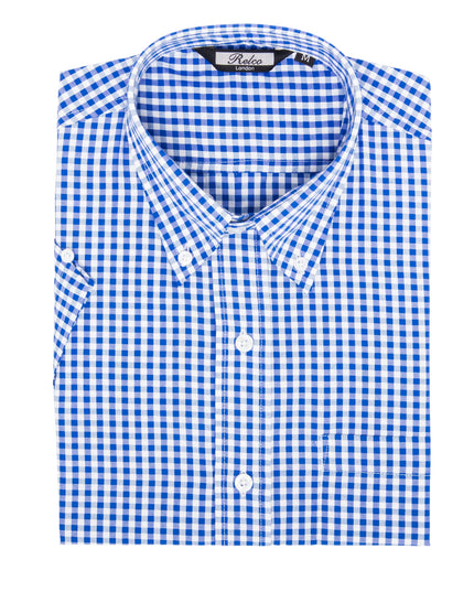 Relco SS Gingham Shirt Blue/White
