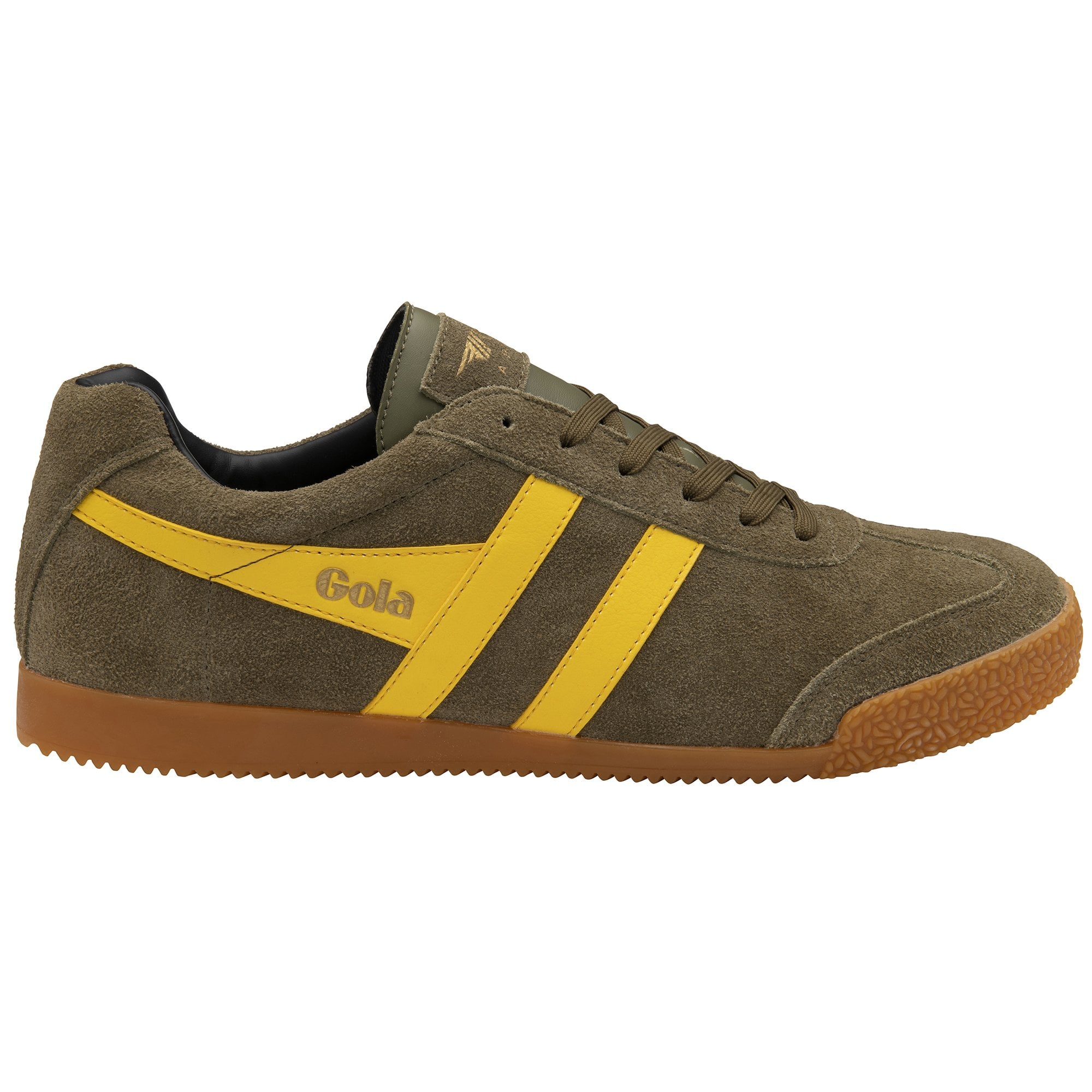 Gola Classics Harrier Suede Trainers Khaki/Sun/Black - Raw Menswear