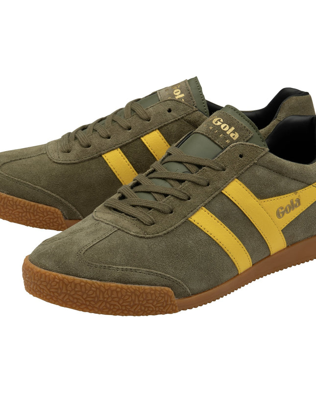 Gola Classics Men's Harrier Suede Trainers in Khaki/Sun - 1204