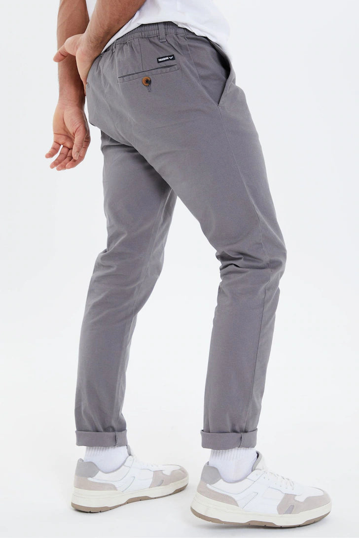 Threadbare Marley Cotton Twill Chino Trousers With Stretch Grey - Raw Menswear