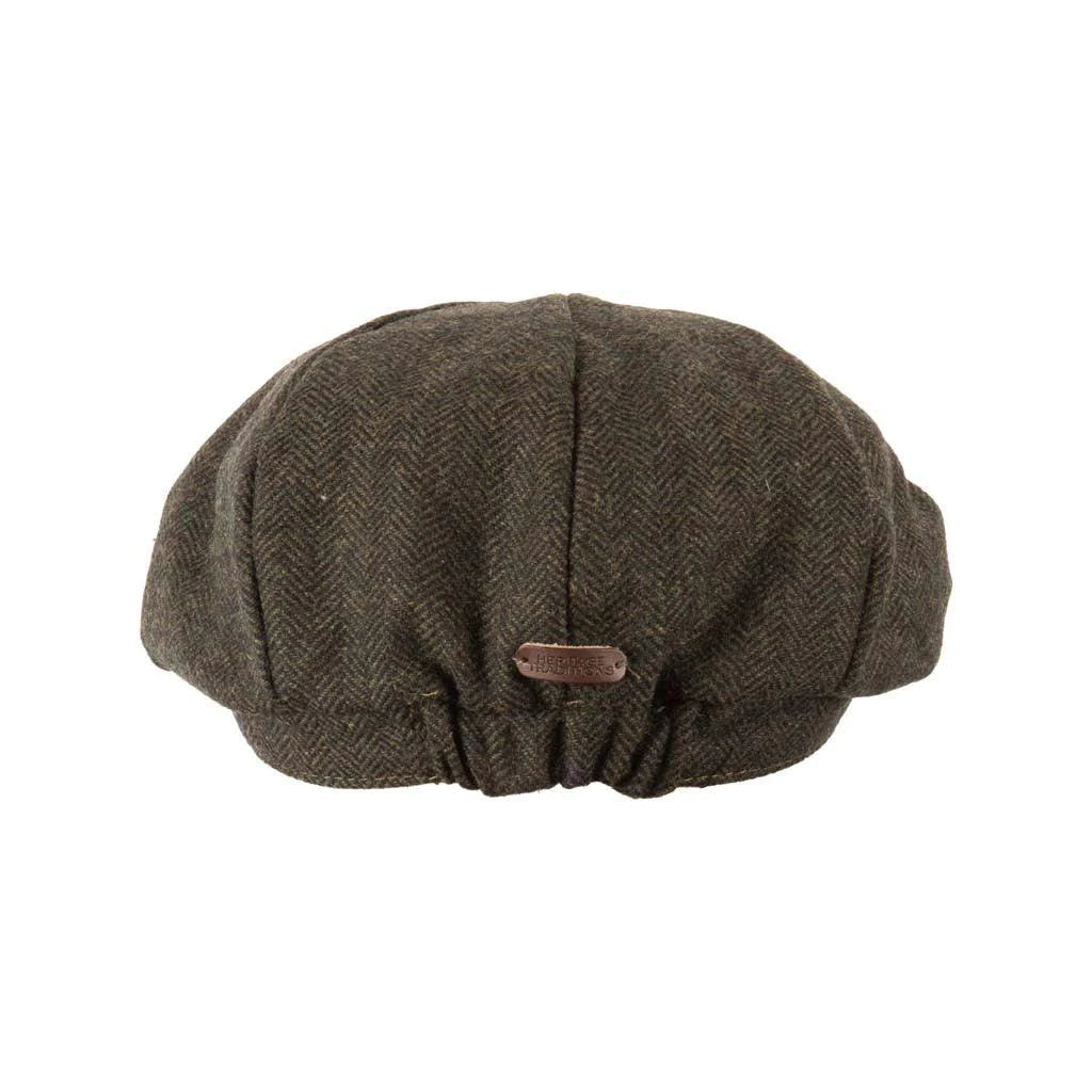 Herringbone Tweed Newsboy Cap Green Herringbone - Raw Menswear