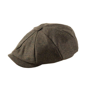 Herringbone Tweed Newsboy Cap Green Herringbone - Raw Menswear
