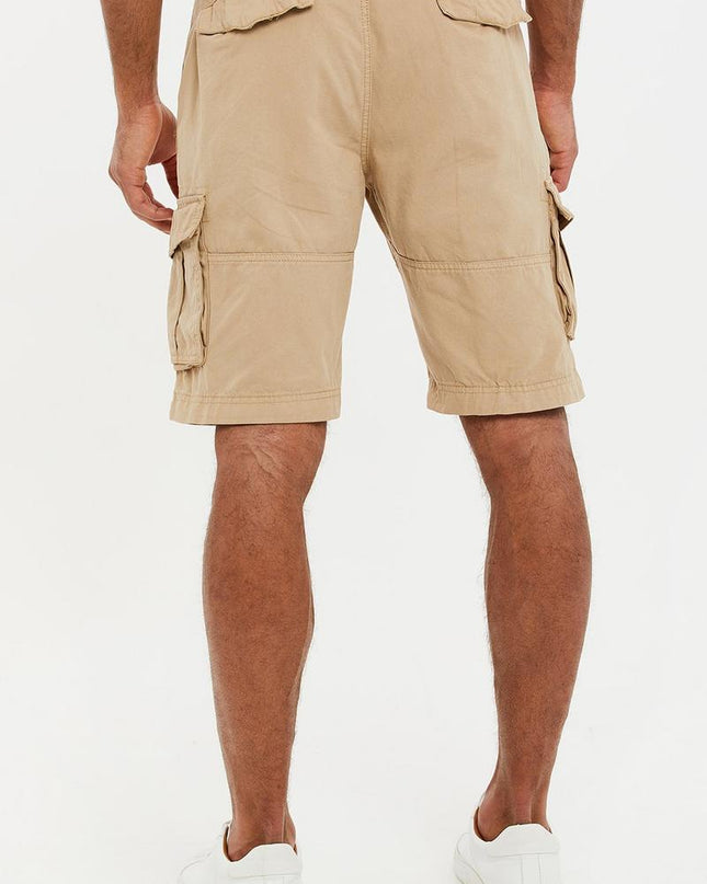 Threadbare Biscay Cargo Belted Shorts Stone - Raw Menswear