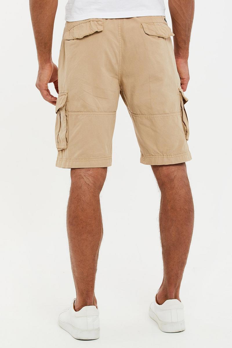 Threadbare Biscay Cargo Belted Shorts Stone - Raw Menswear