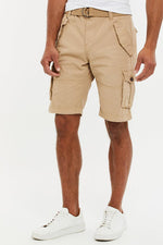 Charger l&#39;image dans la galerie, Threadbare Biscay Cargo Belted Shorts Stone - Raw Menswear
