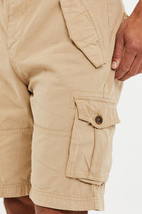 Threadbare Biscay Cargo Belted Shorts Stone - Raw Menswear