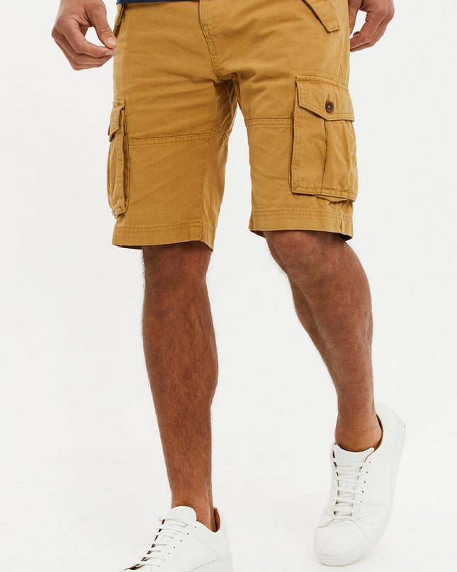 Threadbare Lugo Cargo Shorts Camel -Raw Menswear