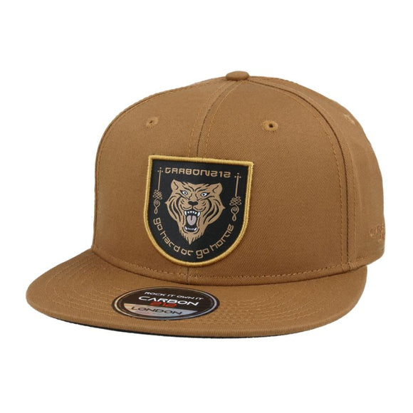 Carbon 212 Limited Edition Tiger Go Hard Or Go Home Flat Peak Snapback Cap Tan