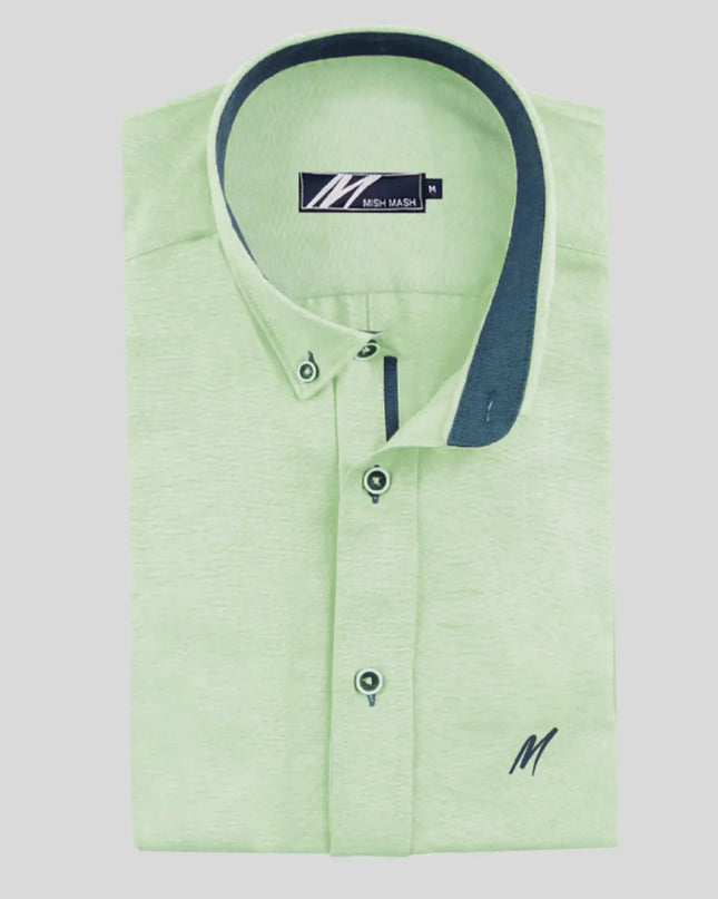 Mish Mash Regular Fit Summit Lime Oxford Short Sleeve Shirt