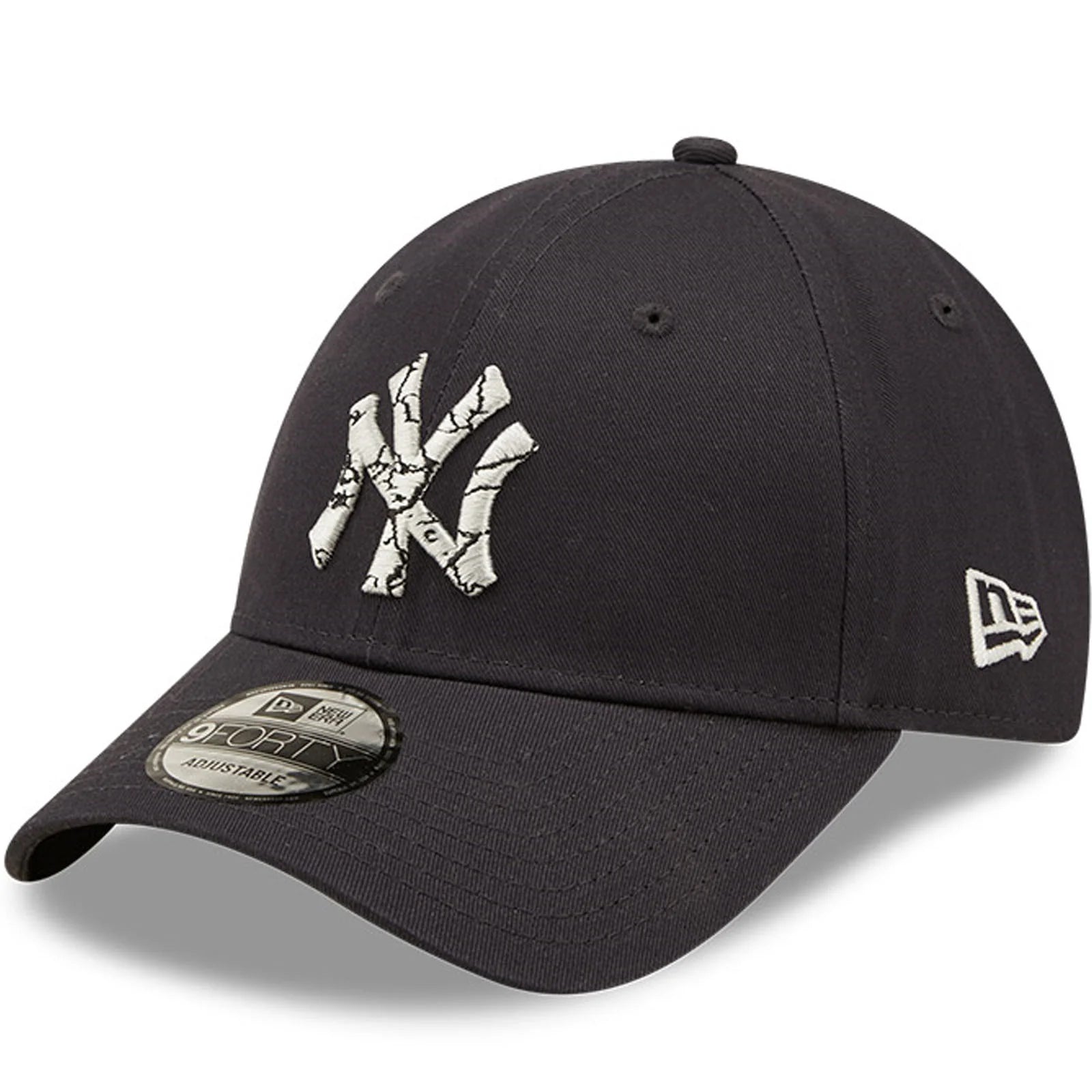 New Era NY Marble Infil 9Forty Curved Peak Baseball Cap Navy - Raw Menswear