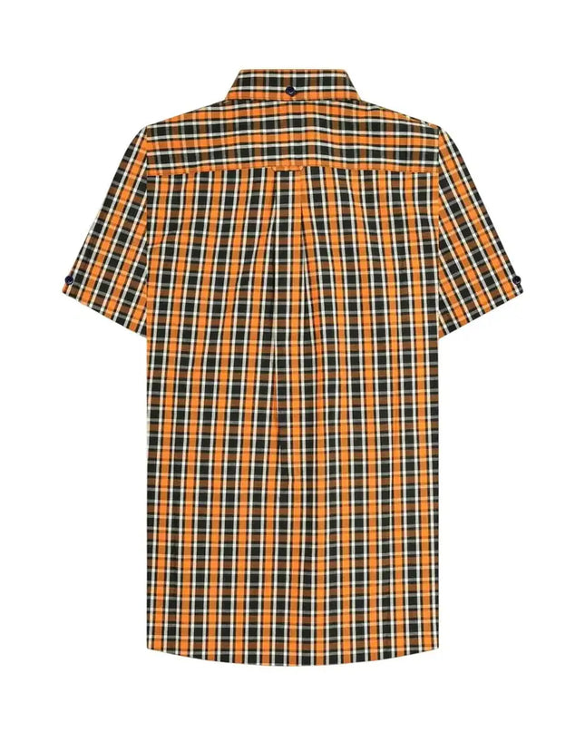 Lambretta S/S Check Shirt in Black/White/Orange 