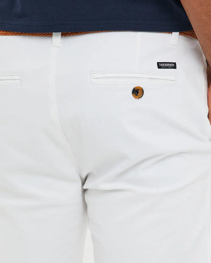 Threadbare ’Conta’ Cotton Turn-Up Chino Shorts White