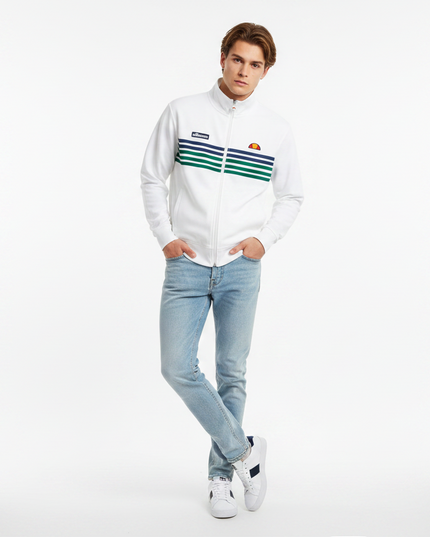 Ellesse Vicenza Track Top in Off White/Dark Green