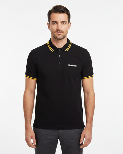 Lambretta Twin Tipped Polo in Black/Gold