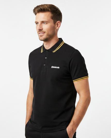 Lambretta Twin Tipped Polo in Black/Gold