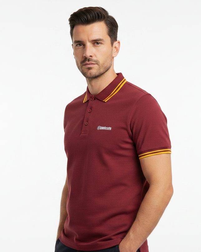 Lambretta Twin Tipped Polo in Burgundy/Gold