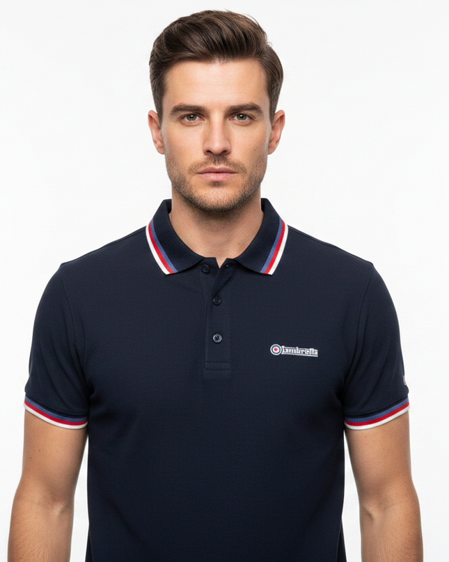 Lambretta Triple Tipped Polo in Dark Navy ( Blue/Red/Jet Stream)