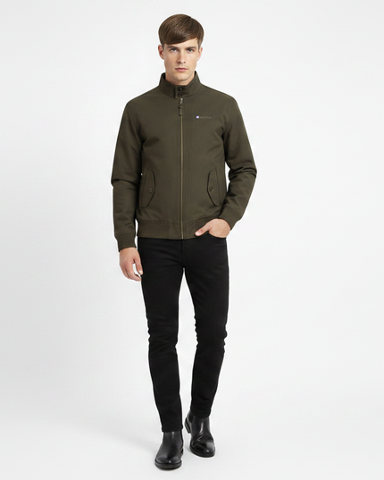 Mod male model wearing khaki Lambretta Harrington jacket