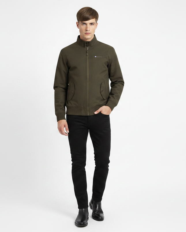 Mod male model wearing khaki Lambretta Harrington jacket