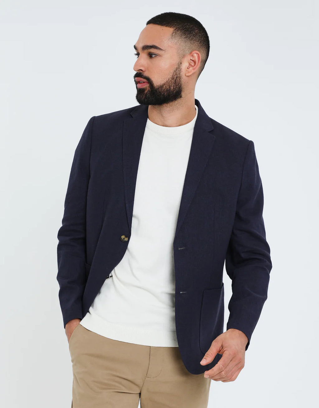 Threadbare Luxe Men's Stone Linen Blend Blazer - Raw Menswear