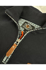 Lade das Bild in den Galerie-Viewer, TROJAN Houndstooth Trim 1/4 Zip Sweater TR/8805 Navy - Raw Menswear
