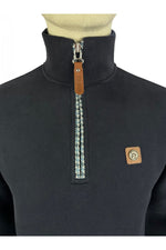 Lade das Bild in den Galerie-Viewer, TROJAN Houndstooth Trim 1/4 Zip Sweater TR/8805 Navy - Raw Menswear
