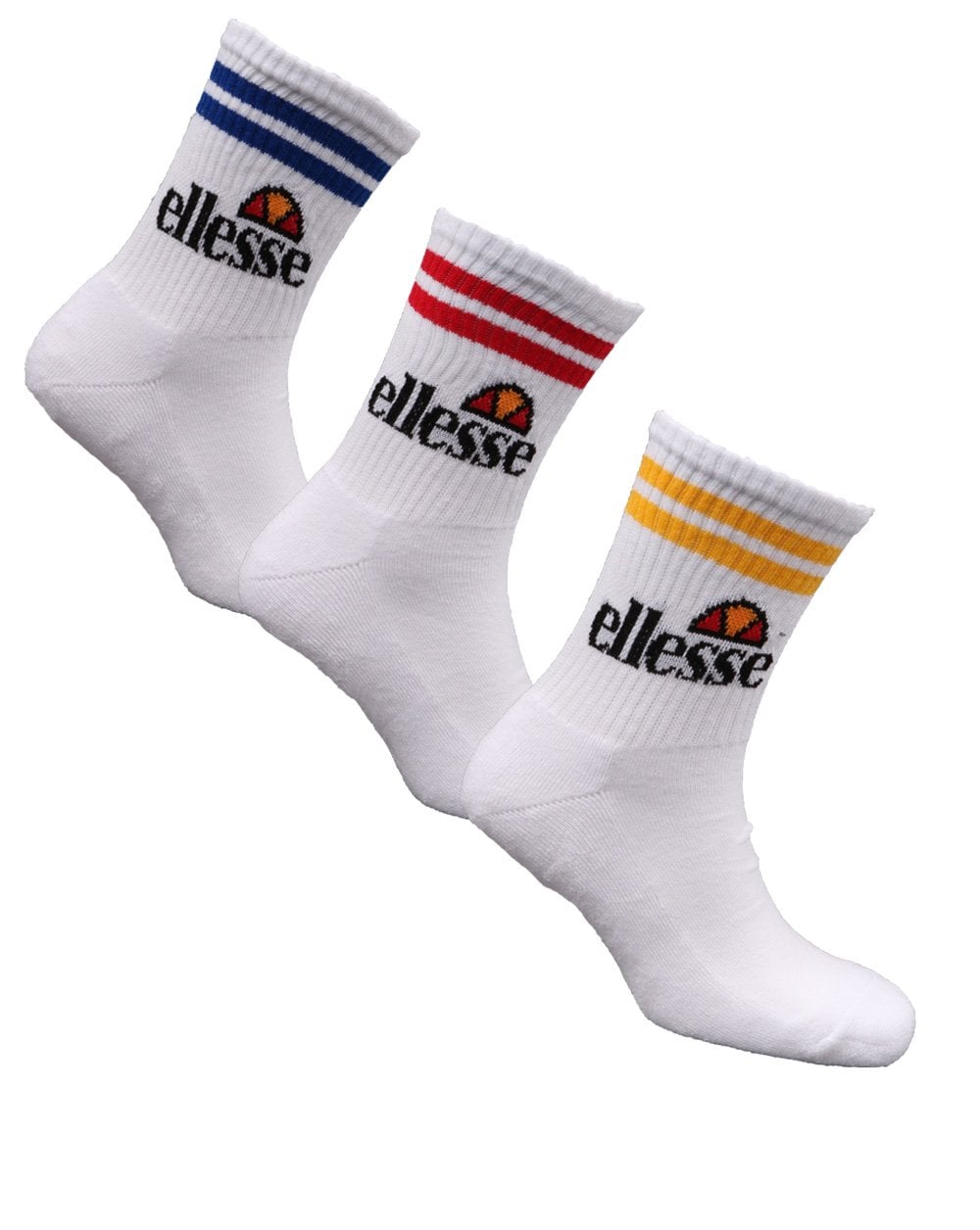 Ellesse (3 Pack) Pullo White/Multi Crew Socks | Raw Menswear