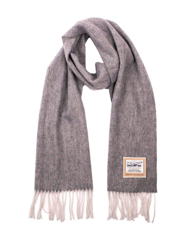 Heritage Traditions Pure Wool Herringbone Scarf Grey
